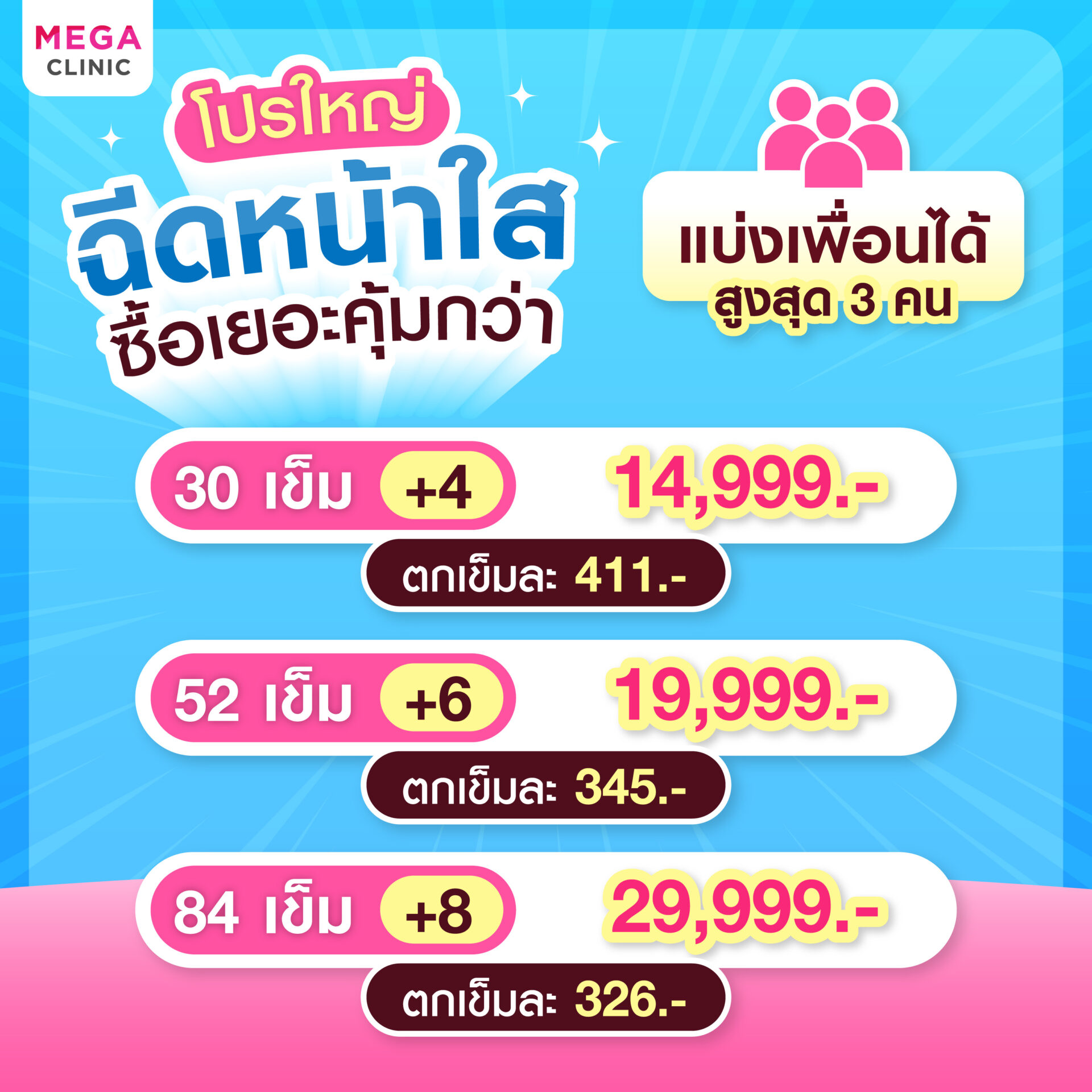 ฉีดหน้าใสโปรใหญ่ซื้อเยอะคุ้มกว่า