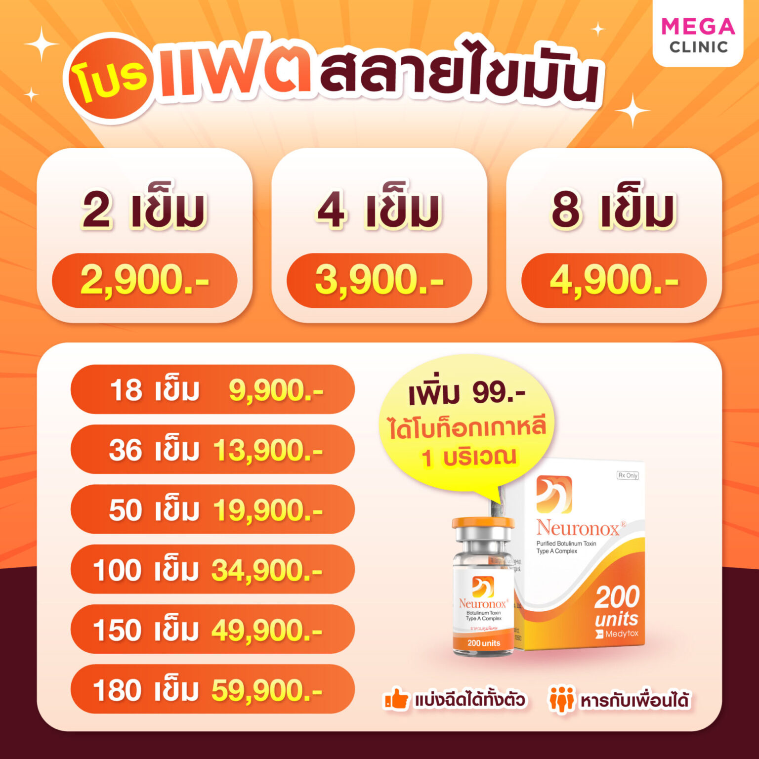 โปรโมชั่นฉีดแฟต สลายไขมัน