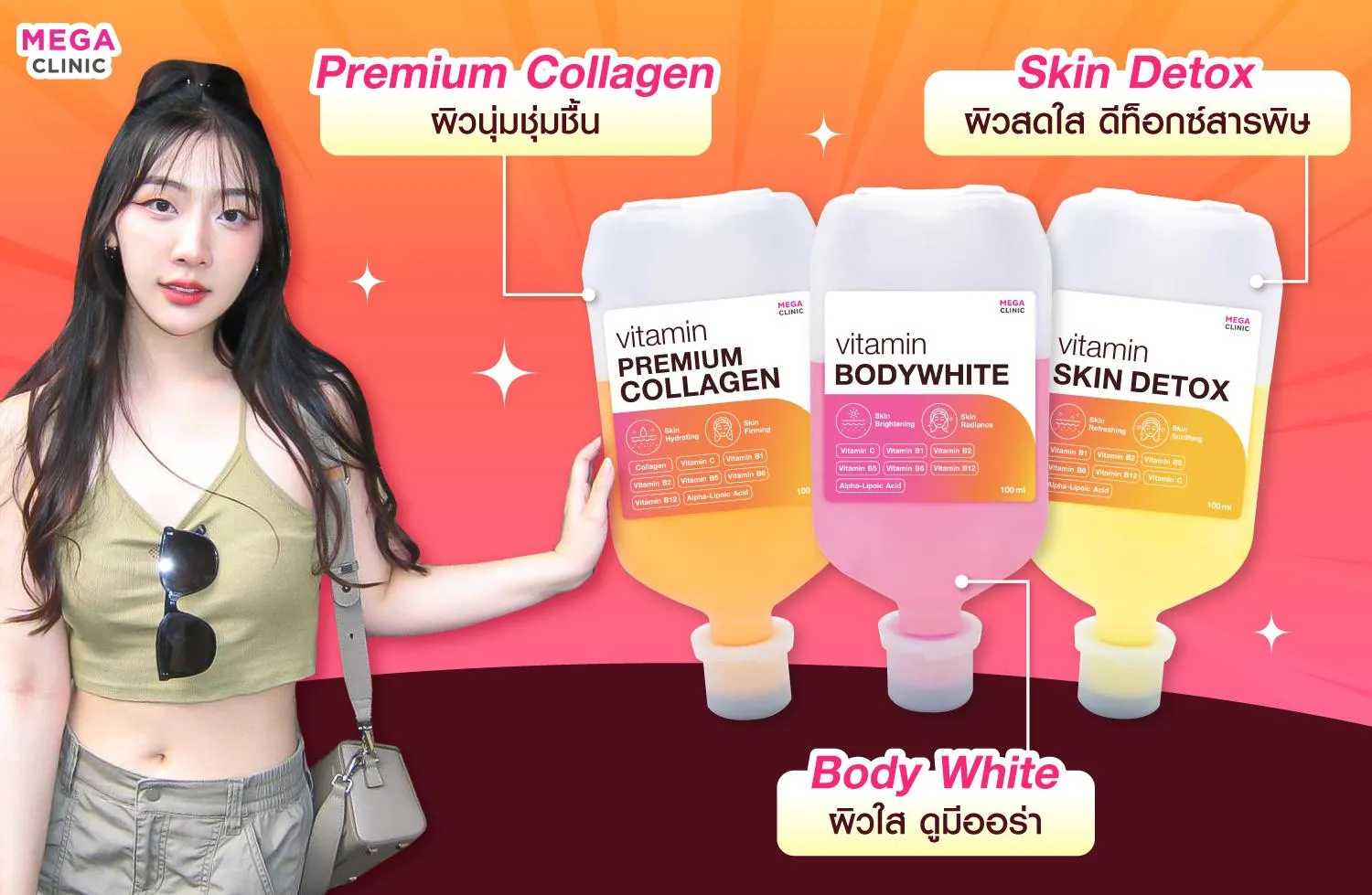สูตรวิตามินดริปผิวมีอะไรบ้าง MEGA CLINIC
